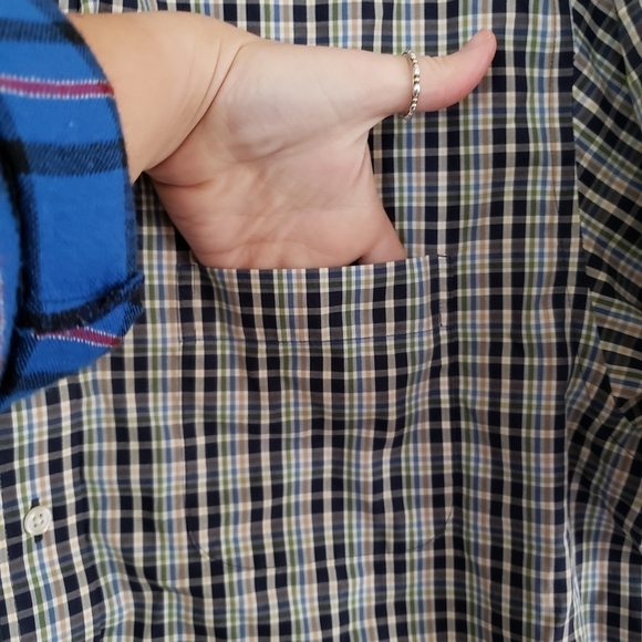 Eddie Bauer men's button up shirt, plaid check, blue. MENS Sz L - Picture 2 of 7